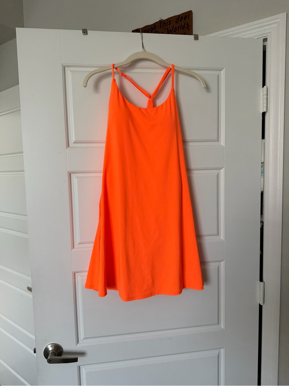 Amazon Bright Orange Spaghetti Strap Swing Dress